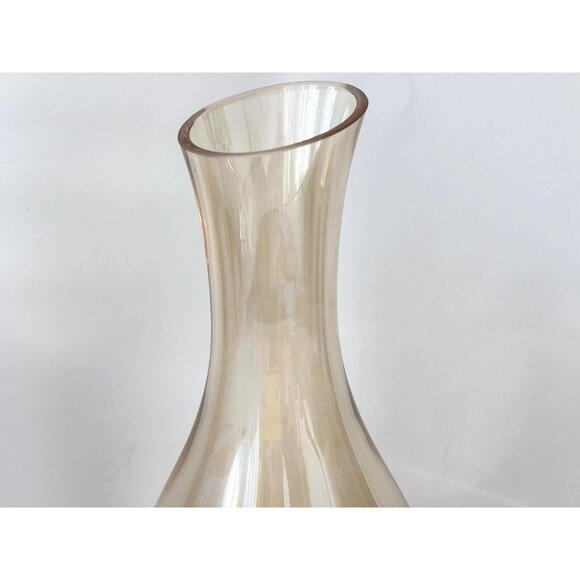 Etched Pale Yellow Glass Floral & Fruit Vintage Art Nouveau Oblique Glass Carafe - Picture 7 of 16
